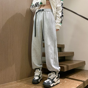 秋季新款港风潮牌男士宽松直筒拖地裤卫裤休闲裤长裤子