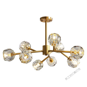 苏宁放心购 灯饰后现代客厅吊灯轻奢水晶卧室灯简约套餐餐厅灯北欧全铜分子灯具