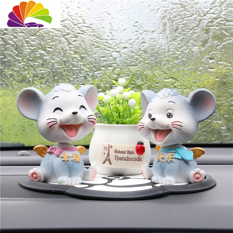 舒适主义汽车摆件摇头小老鼠公仔网红车上小摆件创意可爱男女车内装饰
