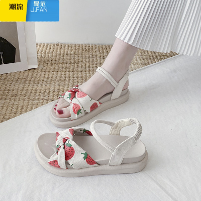 聚范仙女风凉鞋女大学生外穿百搭2021年夏季新款休闲厚底罗马沙滩鞋子