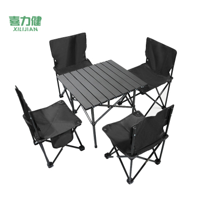喜力健 户外便携折叠桌椅 黑色桌-大号椅子4把 套