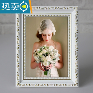 敬平欧式实木相框摆台创意现代简约5 6 7 8 12寸a4儿童画框挂墙定做 老白色 A3[29.7*42cm]厘米