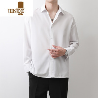 YANXU禁欲系感休闲长袖衬衣宽松雪纺垂坠感冰丝衬衫男韩版潮流