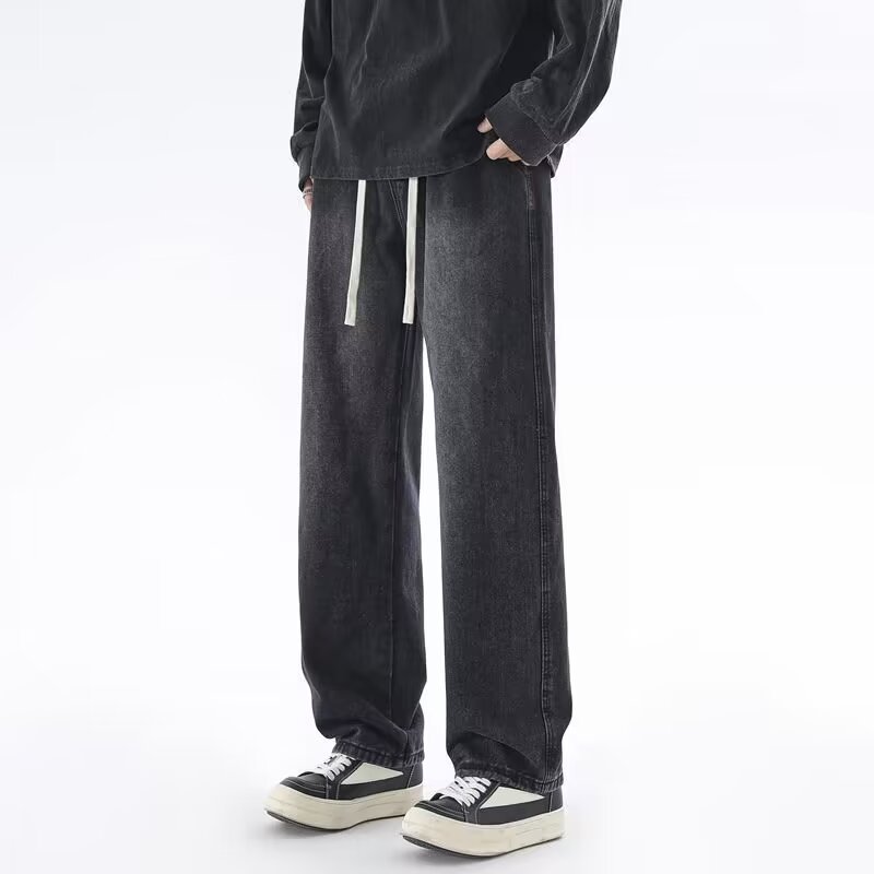 夏季薄款牛仔裤男士宽松直筒阔腿裤2026新款潮牌休闲长裤