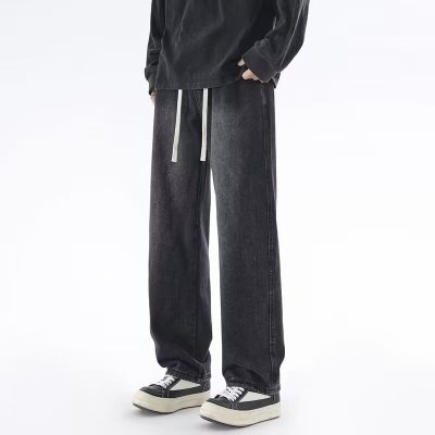 夏季薄款牛仔裤男士宽松直筒阔腿裤2026新款潮牌休闲长裤
