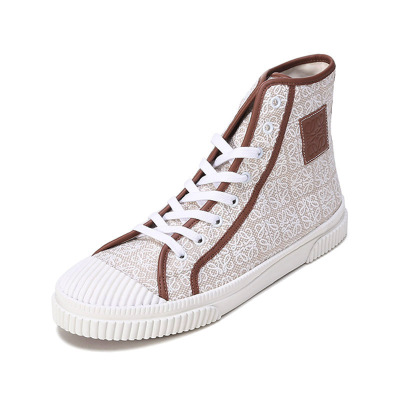 罗意威 loewe 男士织物配皮高帮系带休闲运动鞋板鞋帆布鞋m816282x31