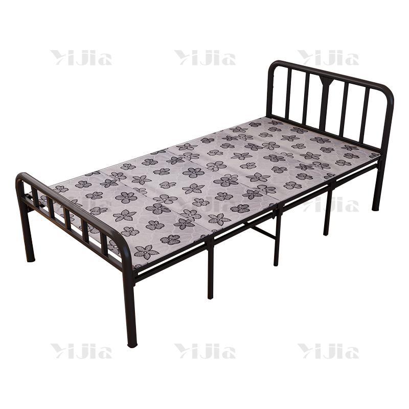 翌嘉 YJ4052516钢木床简易折叠床单人床四折折叠午休床铁架床 1.5米银彩