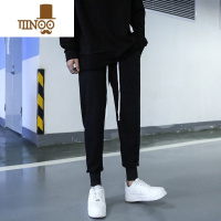 YANXU束脚裤男休闲裤男士黑色宽松潮牌男生裤子男款长裤卫裤男生运动裤