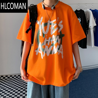 HLCOMAN短袖男夏季t恤宽松ins潮牌超火美式青少年学生半袖上衣服