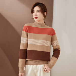 羊绒衫女半高领毛衣短款套头宽松加大码韩版加厚羊毛打底衫毛衣女春秋新款字母加厚一体加绒中年妈妈针织保暖打底衫