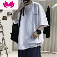 七斓t恤男短袖夏季设计感小众宽松潮牌衣服美式复古高街潮流半袖