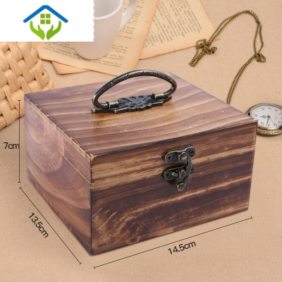 御蓝锦手工复古实木小针线盒套装家用收纳包针线包手缝缝纫工具可爱迷你小木盒手拎★纯烤瓷款