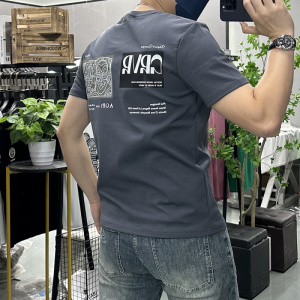 夏季新款短袖T恤男装上衣丝光棉修身圆领半袖抖音时尚打底衫