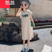 YIBUSHENG大码女装t恤连衣裙季小个子衣服微胖mm加肥遮肚显瘦长款裙