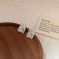 s925纯银厚度质感小巧方块几何锆石肌理感耳钉女2023年小众高级感送女朋友老婆情人节七夕生日礼物