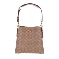 COACH/蔻驰Coach风琴桶包号复古 tan rust耐用涂层帆布女士手提单