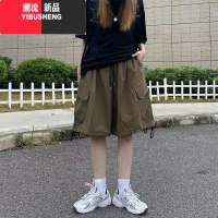 YIBUSHENG季大码300斤胖mm薄款宽松休闲显瘦工装短裤女高腰复古休闲裤潮