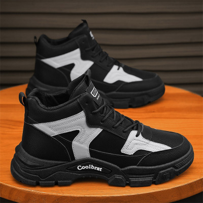 秋冬新款男士工装靴复古时尚透气户外登山运动工装厚底鞋潮男鞋
