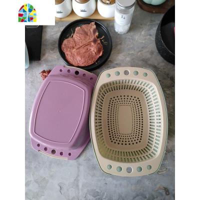 家用多功能长方形洗菜篮沥水双层水果篮塑料洗菜盆果盘 FENGHOU 本店中选满4件商品可