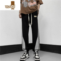 YANXU夏季新款撞色拼接条纹卫裤宽松薄束脚运动男女款高街美式休闲哈伦