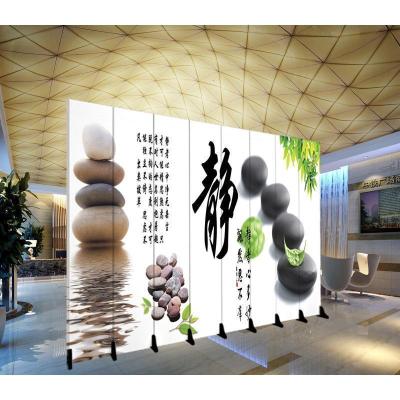 定制LOGO屏风隔断客厅玄关酒店办公室折叠移动装饰背景墙折屏 5扇防透(2米宽1.8米高)