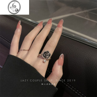 JiMi人间富贵花~黑色山茶花戒指女ins高级感轻奢法式小香风温柔气质潮