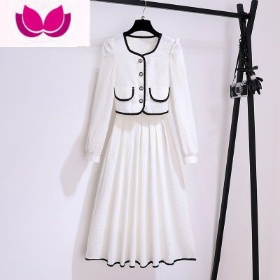 七斓小香风白色连衣裙女2023新款早春季法式气质今年流行漂亮套装裙