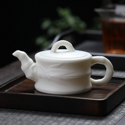 MULTIPOTENT羊脂玉中国白陶瓷功夫茶具泡茶壶单壶 竹韵壶
