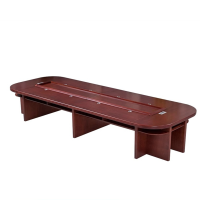 迅迈 3000*1600*750mm米配10把椅 办公会议桌 长条桌 洽谈桌 椭圆形贴实木皮大型会议室油漆开会会客桌