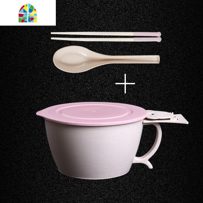 学生宿舍方便泡面碗筷套装带盖易清洗餐具家用大容量 FENGHOU 蓝色无筷勺