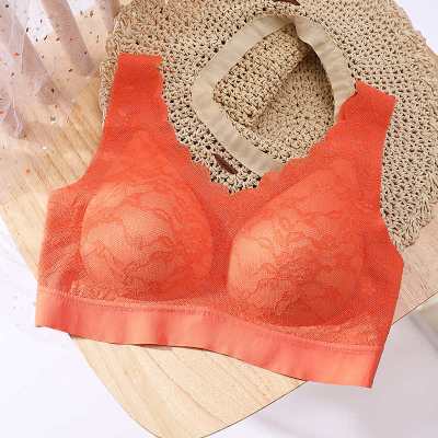 SUNTEK泰国天然乳胶内衣女无钢圈聚拢收副乳文胸薄款透气蕾丝背心式胸罩胸罩