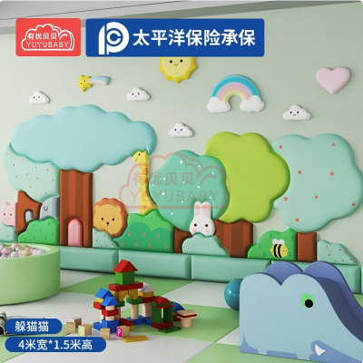 有优贝贝托育教室布置儿童防撞墙贴教具幼儿园软包墙躲猫猫4米游戏围栏