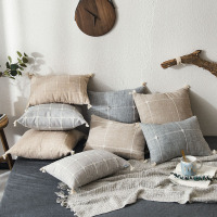 现代简约沙发靠垫正方形可拆洗客厅长方形抱枕套大靠枕灰色皮外皮