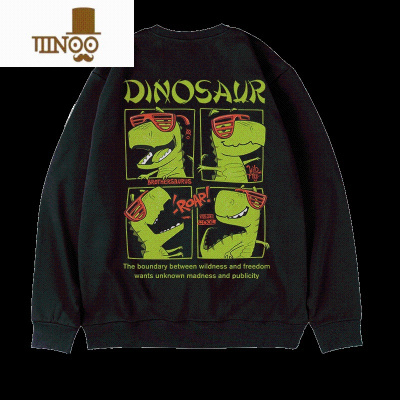 YANXUoversize港风圆领卫衣胖子男生潮牌潮男大码男装冬款加绒无帽