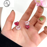 JiMi不对称爱心螺旋耳夹高级感方圆脸无耳洞女生新款韩系小众气质耳饰