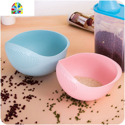 封后厨房洗菜盆家用小孔洗水果漏水筐塑料菜篮子洗米筛淘米 FENGHO [蓝色]小号(21.5*17.5*13)洗菜篮