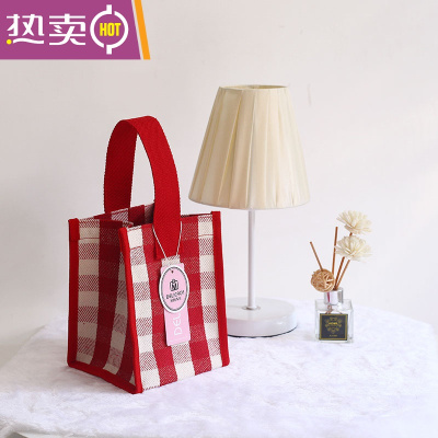 NEWLAKE韩国小众ins格子帆布包手提包迷你伴手礼时尚简约百搭收纳女小包