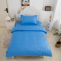 华人情思柔软亲肤1.2米床三件套 简约锻条-蓝/套