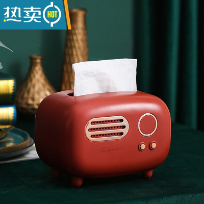 敬平纸巾盒抽纸盒家用客厅餐厅茶几北欧复古放置遥控器收纳多功能创意 蔓越红 1个装