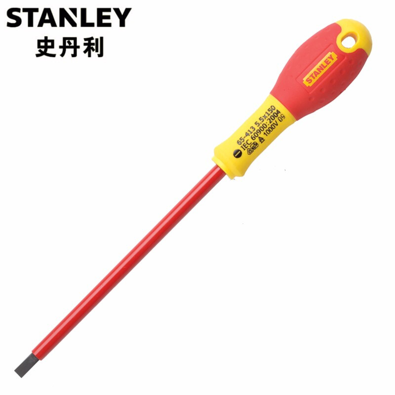 史丹利(STANLEY)绝缘螺丝刀 专业电工螺丝刀改锥起子 双色柄一字5.5x150mm 65-413-14