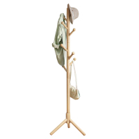 翌嘉YJ4122603 实木简易衣帽架挂衣架落地卧室客厅简约家用挂衣服架子 三角圆头 原木色