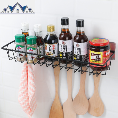 厨房置物架调味料架子家用铁艺免打孔壁挂式厨具用品沥水架收纳架 三维工匠