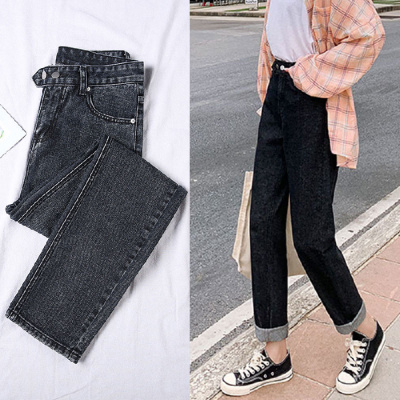 阔腿牛仔裤女高腰直筒小个子九分垂感宽松2021春夏轻奢世家