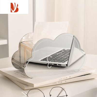 三维工匠原创ins星星纸巾盒亚克力客厅餐桌轻奢奶油风2022新款抽纸盒 (云朵)双镜面