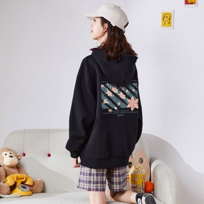 [3件8.5折93.4元,叠加优惠券]唐狮秋季新款女连帽背后图案卫衣百搭上衣潮流时尚韩系别致
