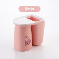 卫生间牙刷架免打孔壁挂放儿童漱口杯宝宝牙杯卡通可爱牙缸置物架 三维工匠 [活力两人装]萌芽粉+萌芽黄