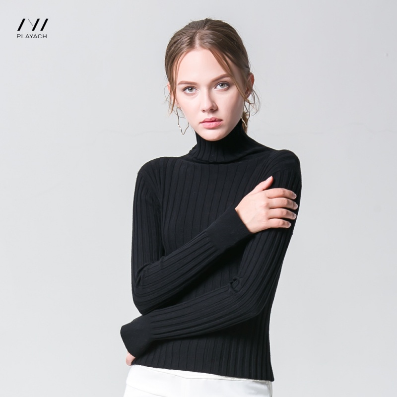 2018秋冬新款女装高领条纹修身保暖贴身长袖毛衣打底衫女CYLL