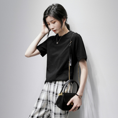[1折价29.9元,叠加优惠券]唐狮春夏新季款短袖T恤女宽松薄款设计感新潮小众黑色上衣M