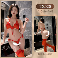 九里晴川性感白红系带免脱三点衣ins风内衣网纱透视成人用品 TZ020 均码
