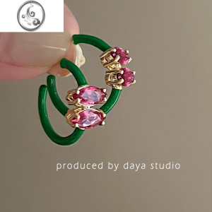 JiMi青梨醉葡萄 显白法式复古撞色C形耳环高级感轻奢小众设计气质简约 如图款银针